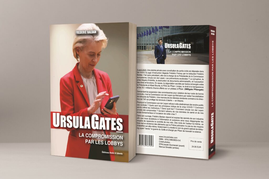 Mockup du livre "UrsulaGates : la compromission par les lobbys". #UrsulaGates "Ursula Gates" Ursula Gates